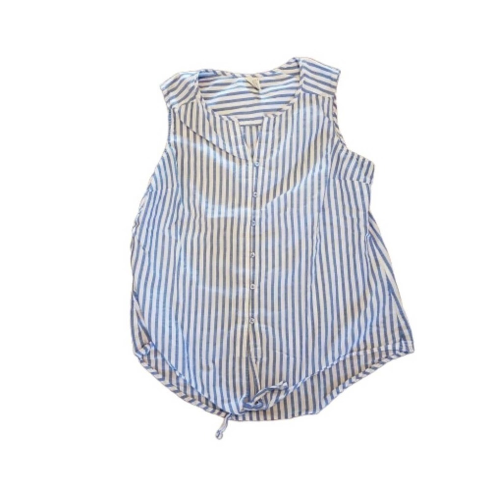 🦋 Faded Glory Tie Front Striped Button Down